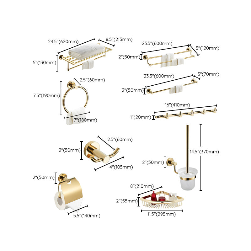 4 Pieces Traditional Bathroom Accessory Set Brass Bathroom Set in Matte Gold