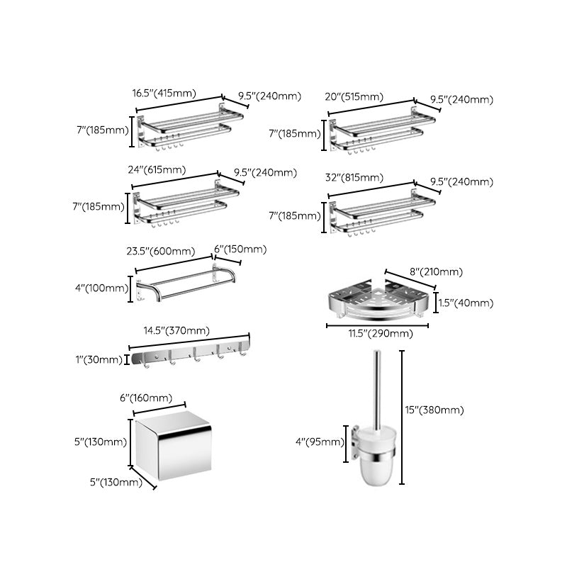 Modern Bathroom Accessory as a Single Item or in a Set Polished Chrome Bath Set