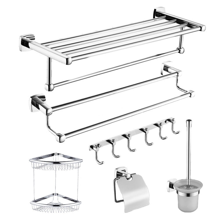 Polished Chrome Modernism Bathroom Accessory Set Bath Shelf / Towel Bar / Bathrobe Hook Included