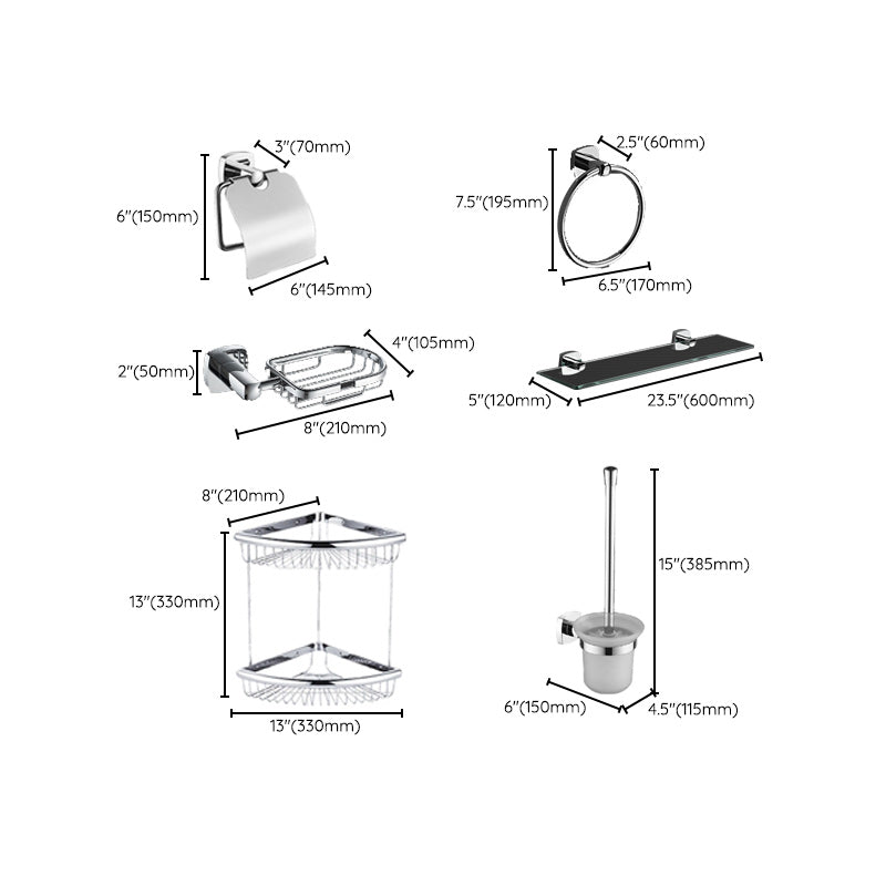 Polished Chrome Modernism Bathroom Accessory Set Bath Shelf / Towel Bar / Bathrobe Hook Included