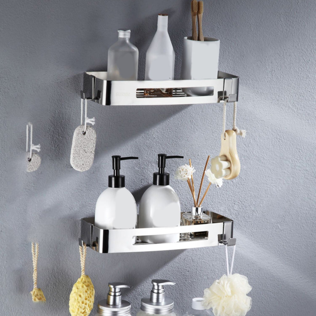 Modern Stainless Steel Bathroom Accessory Set Rectangular & Triangle Bathroom Shelf