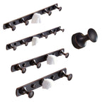 5-piece traditional bathroom accessory set brushed brass bathrobe hooks