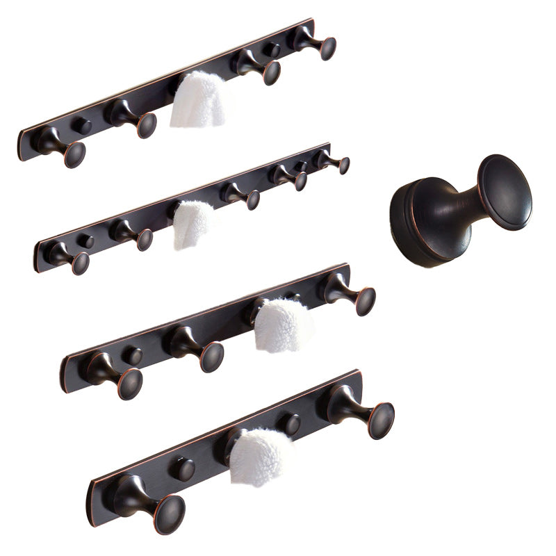 5-piece traditional bathroom accessory set brushed brass bathrobe hooks