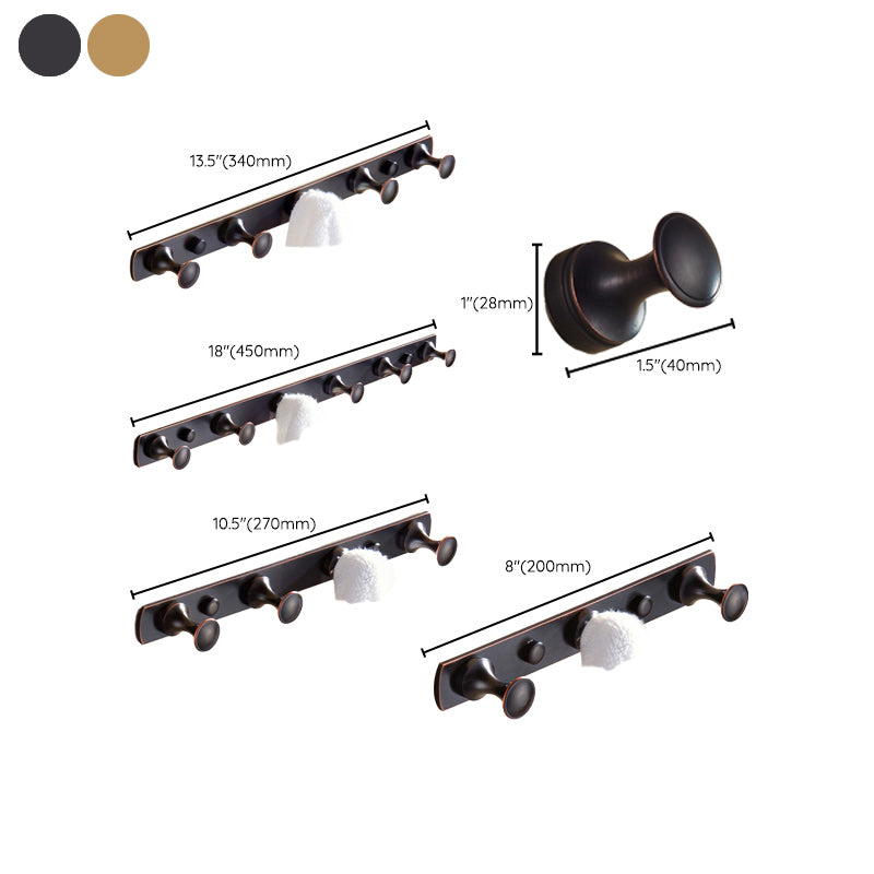 5-piece traditional bathroom accessory set brushed brass bathrobe hooks