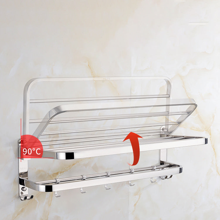 Contemporary bathroom accessory set made of chrome-plated stainless steel with bathrobe hooks/towel rail