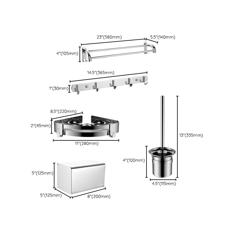 Modern Bathroom Accessory Set Made of Chrome-Plated Stainless Steel with Bathrobe Hook/Towel Bar