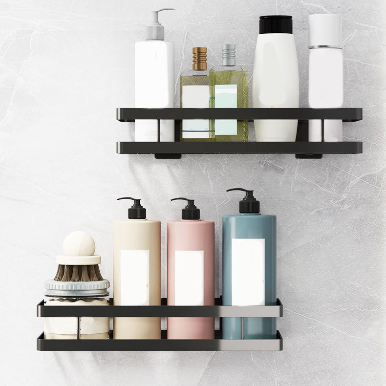 2-piece bathroom shelf made of matte black metal bathroom hardware set