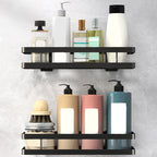 2-piece bathroom shelf made of matte black metal bathroom hardware set