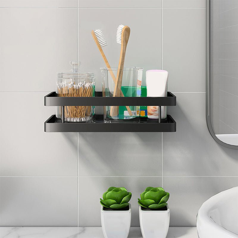 2-piece bathroom shelf made of matte black metal bathroom hardware set