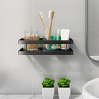 2-piece bathroom shelf made of matte black metal bathroom hardware set