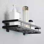 2-piece bathroom shelf made of matte black metal bathroom hardware set