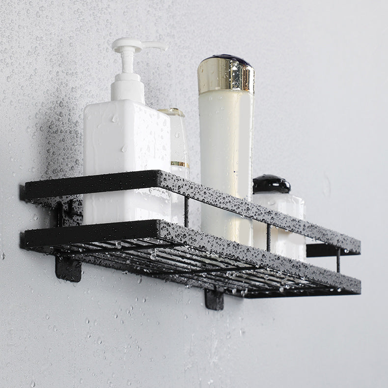2-piece bathroom shelf made of matte black metal bathroom hardware set