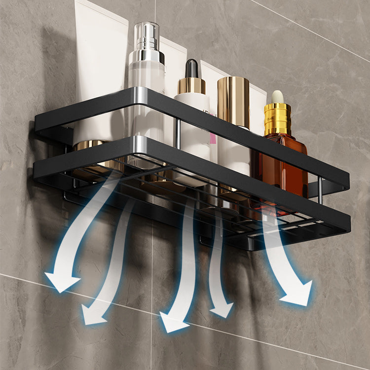 2-piece bathroom shelf made of matte black metal bathroom hardware set