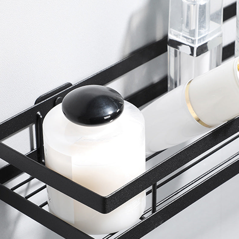 2-piece bathroom shelf made of matte black metal bathroom hardware set
