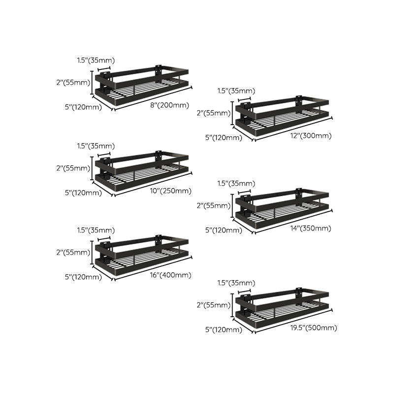 2-piece bathroom shelf made of matte black metal bathroom hardware set