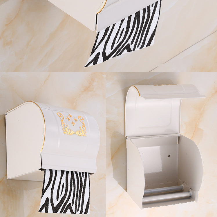 Vintage Bathroom Accessory Set Aluminum Paper Holder in White