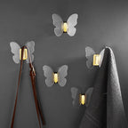 Modern Brass Bathroom Accessory Set Acrylic Butterfly Theme Bathrobe Hooks