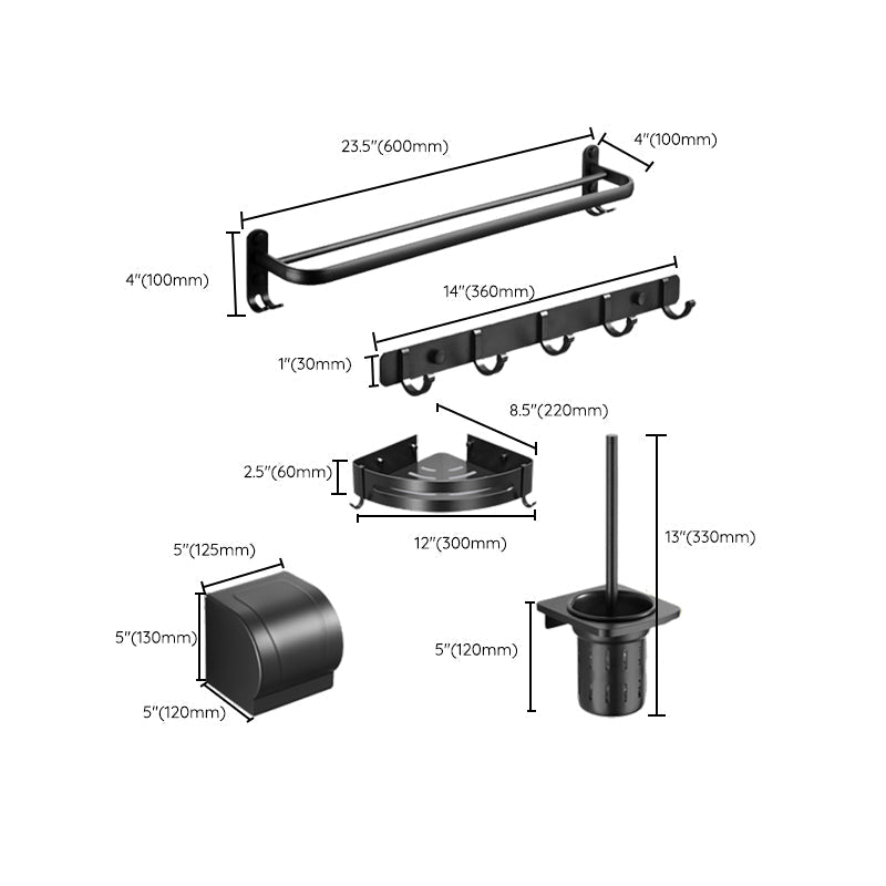 Modern Black Bathroom Accessory Set Tissue Holder Towel Bar Bathroom Fittings Set