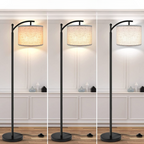 Floor lamp with 3 color temperatures LED bulb, floor lamp high industrial floor lamp reading for bedroom, office, white lampshade included