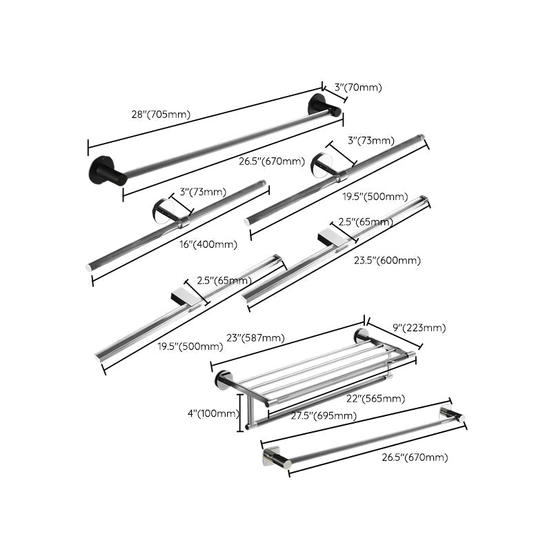 Modern Bathroom Accessories As a Single Piece or as a Set made of Plastic and Metal