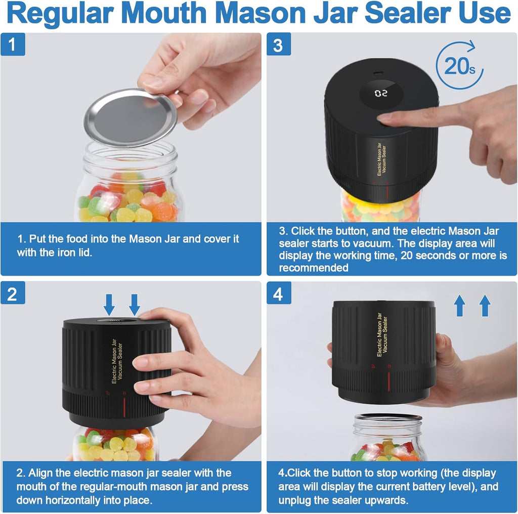 Electric Mason Jar Vacuum Sealer Set - Preserve Freshness Quickly!
