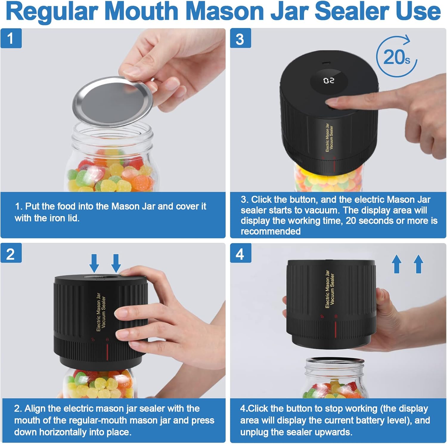 Electric Mason Jar Vacuum Sealer Set - Preserve Freshness Quickly!