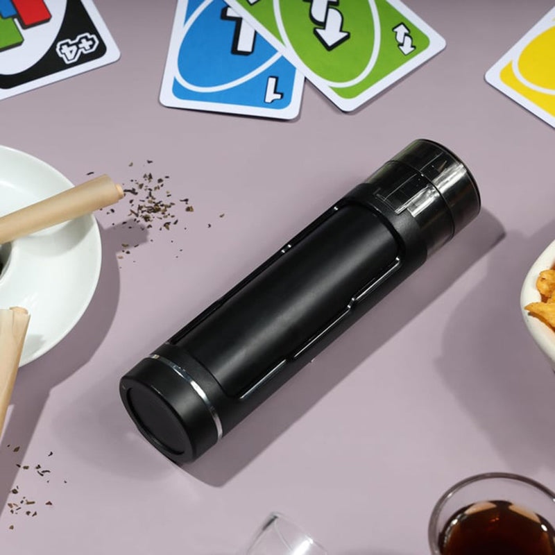 Portable manual plastic cigarette shredder with double pipe