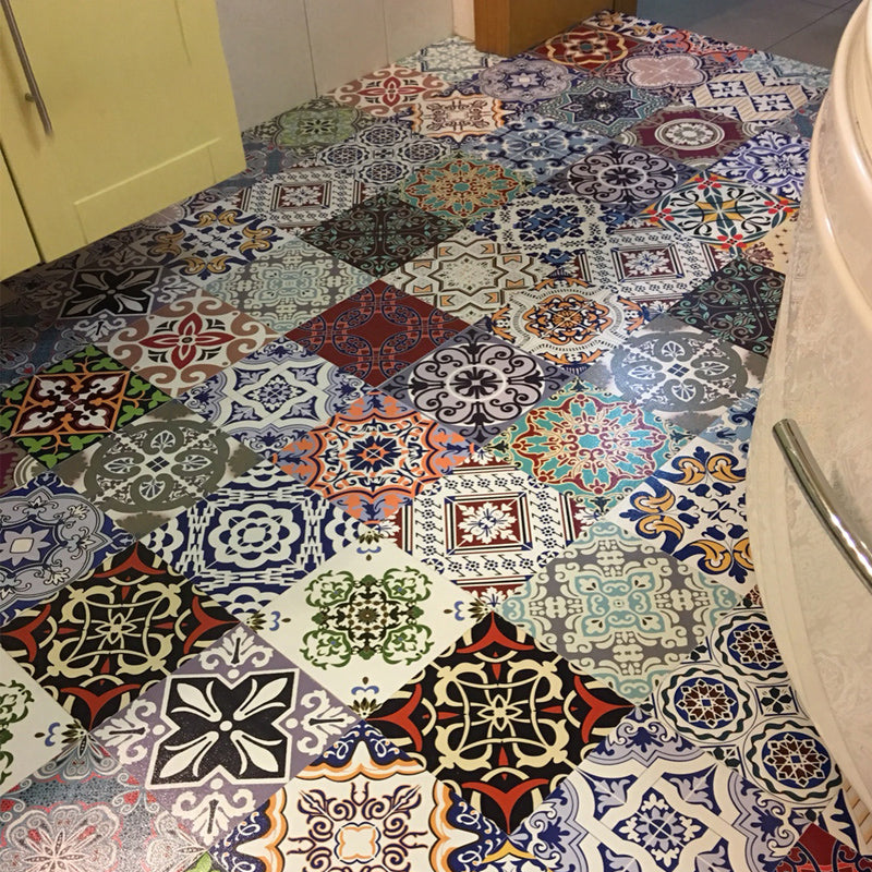 Peel & Stick Vinyl Floor Multicolored Style Vinyl Floor with Matt Gloss
