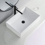 Contemporary Bathroom Sink Porcelain Rectangular Vessel Sink Sink Only