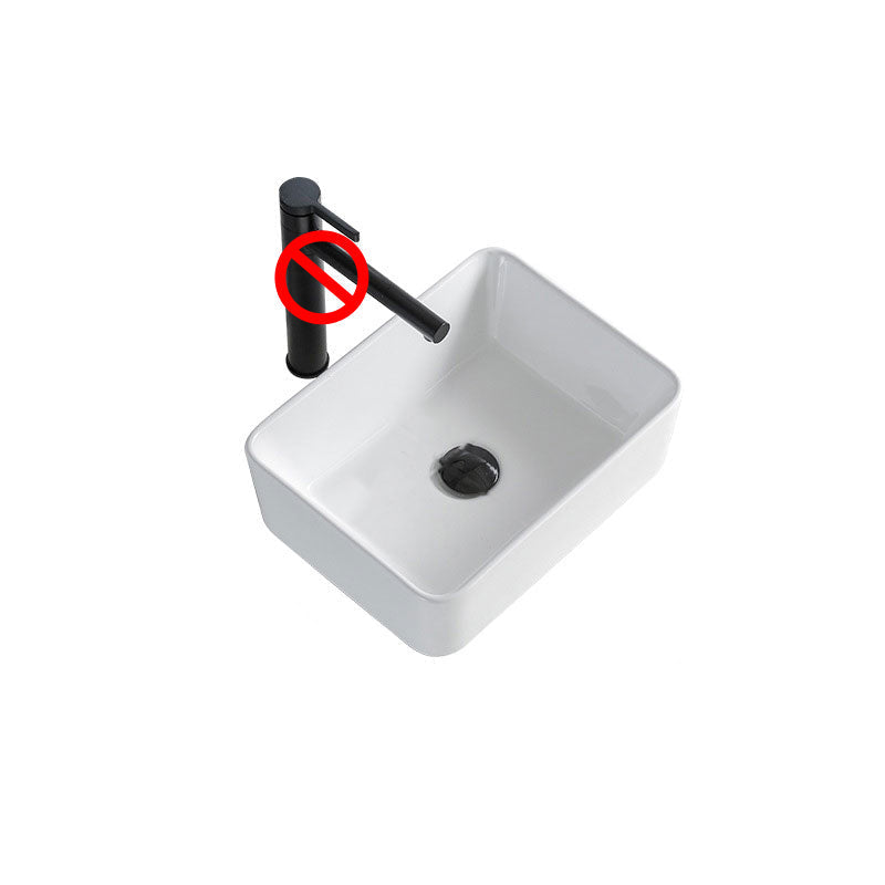 Contemporary Bathroom Sink Porcelain Rectangular Vessel Sink Sink Only