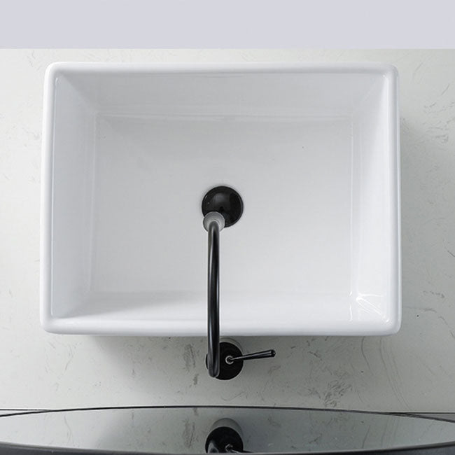 Contemporary Bathroom Sink Porcelain Rectangular Vessel Sink Sink Only