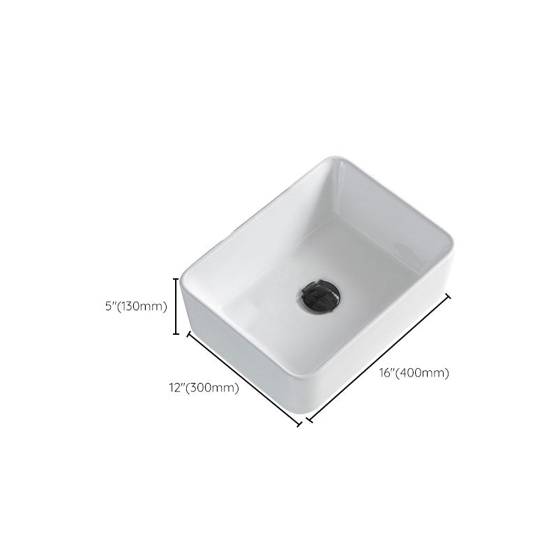 Contemporary Bathroom Sink Porcelain Rectangular Vessel Sink Sink Only
