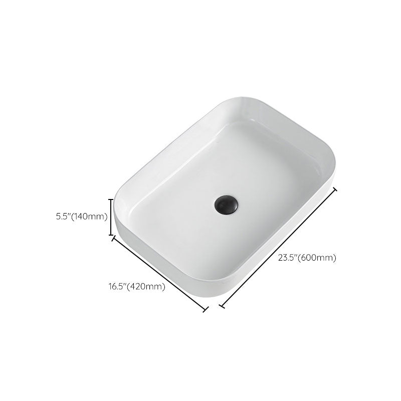 Contemporary Bathroom Sink Porcelain Rectangular Vessel Sink Sink Only