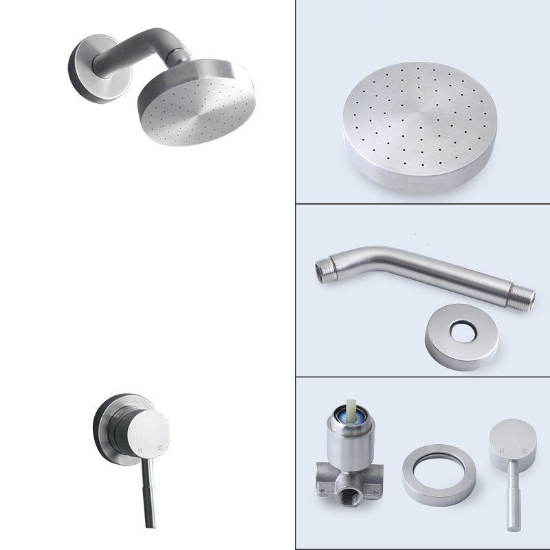 Stainless Steel Shower Combination Round Fixed Shower Head with Shower Arm