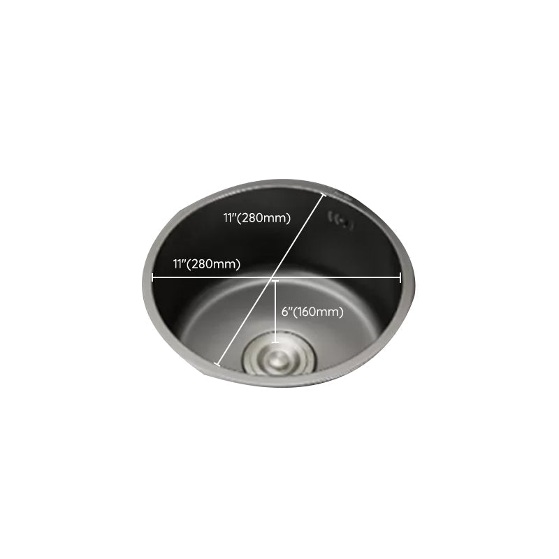 Kitchen Sink Round Single Bowl Color and Scratch Resistant Under-mounted Stainless Steel Kitchen Sink