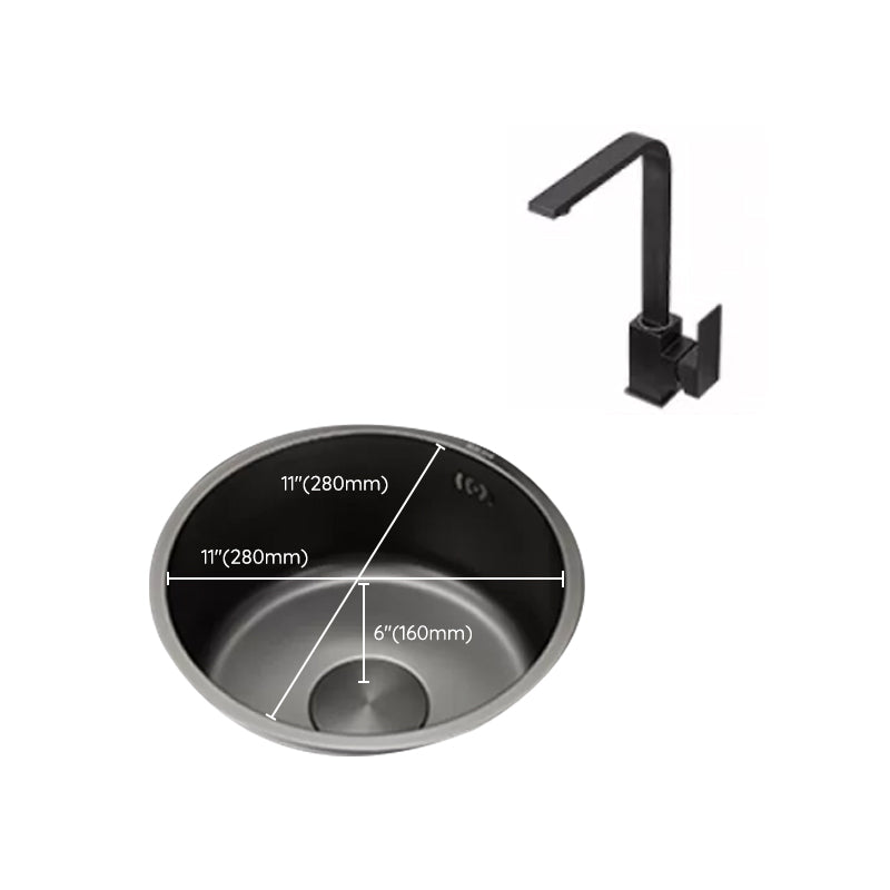 Kitchen Sink Round Single Bowl Color and Scratch Resistant Under-mounted Stainless Steel Kitchen Sink