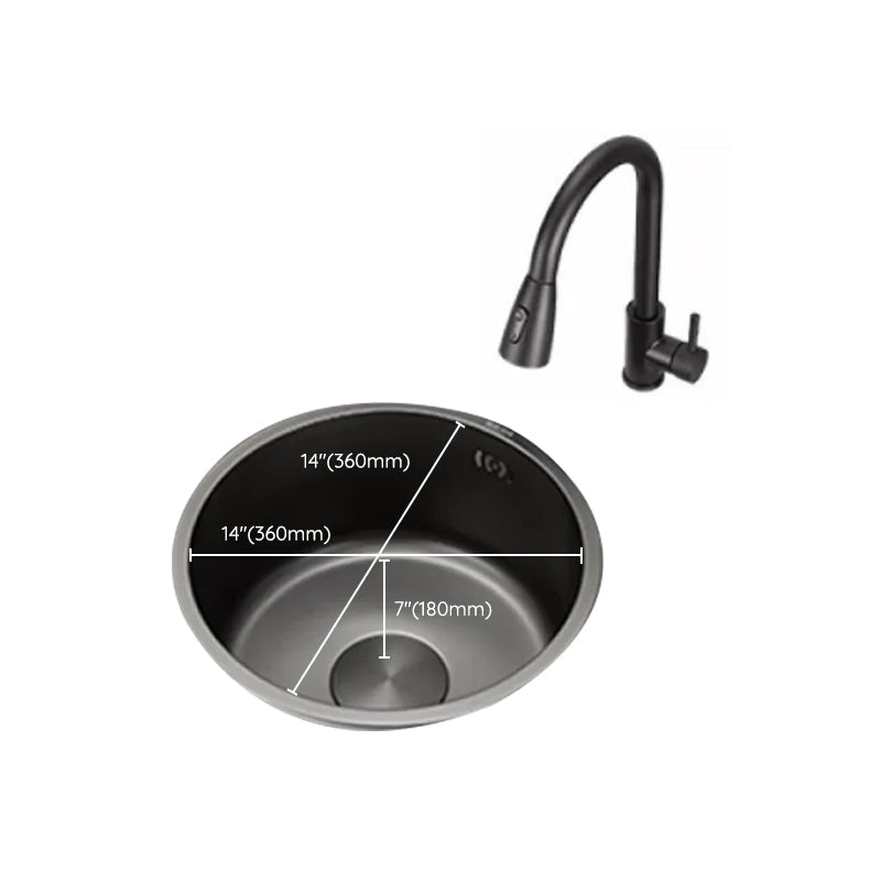 Kitchen Sink Round Single Bowl Color and Scratch Resistant Under-mounted Stainless Steel Kitchen Sink