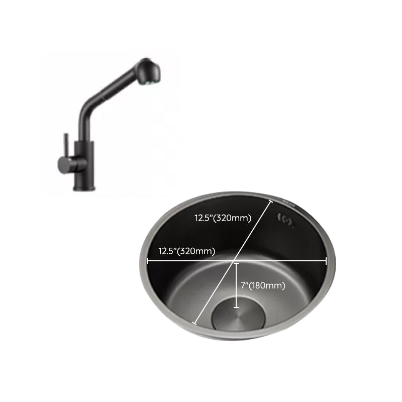 Kitchen Sink Round Single Bowl Color and Scratch Resistant Under-mounted Stainless Steel Kitchen Sink