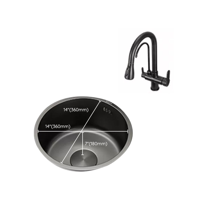 Kitchen Sink Round Single Bowl Color and Scratch Resistant Under-mounted Stainless Steel Kitchen Sink