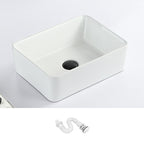 Contemporary sink with pop-up drain porcelain rectangular basin