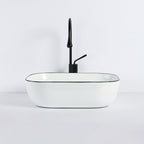 Contemporary sink with pop-up drain porcelain rectangular basin