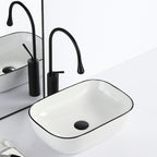 Contemporary sink with pop-up drain porcelain rectangular basin