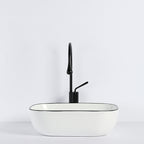 Contemporary sink with pop-up drain porcelain rectangular basin