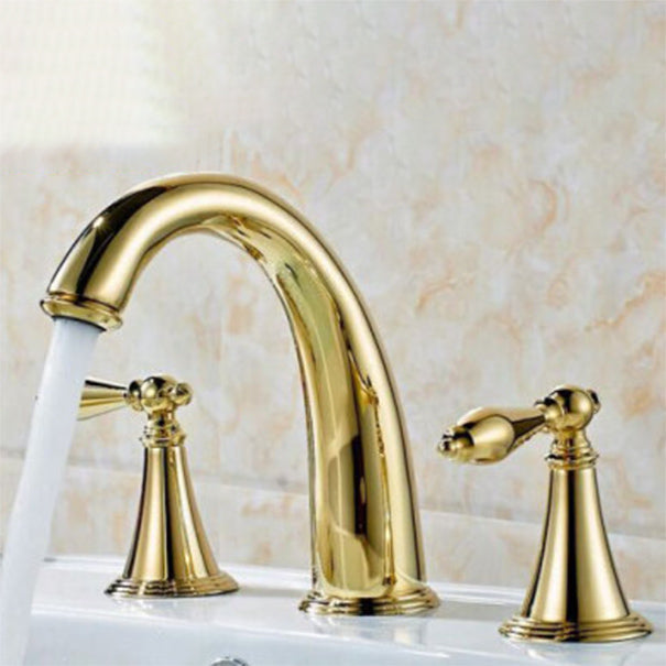 Copper Deck-Mounted Roman Bathtub Faucet Low Arc Roman Bathtub Faucet Set