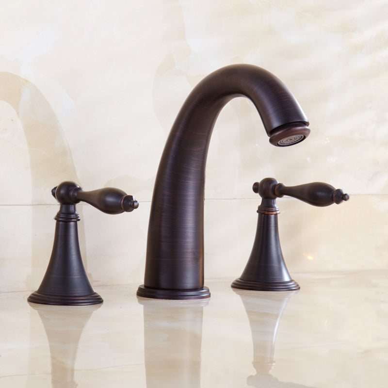 Copper Deck-Mounted Roman Bathtub Faucet Low Arc Roman Bathtub Faucet Set