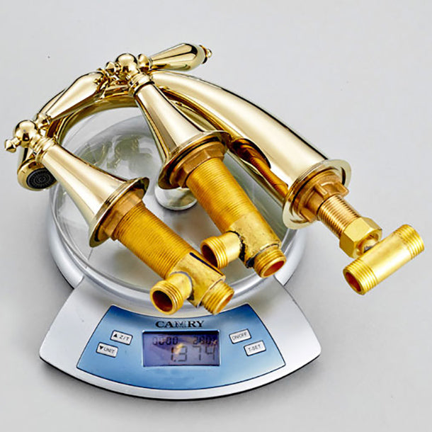 Copper Deck-Mounted Roman Bathtub Faucet Low Arc Roman Bathtub Faucet Set