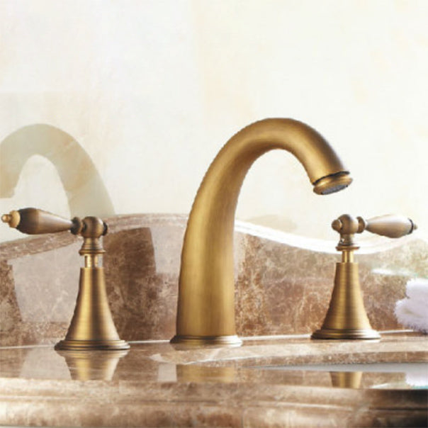Copper Deck-Mounted Roman Bathtub Faucet Low Arc Roman Bathtub Faucet Set