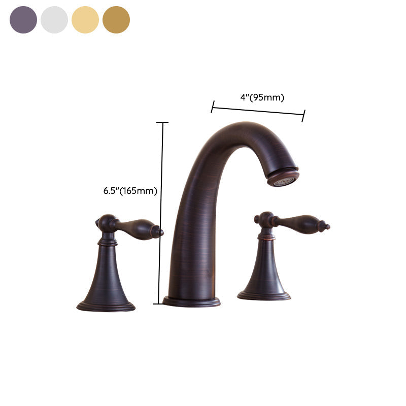 Copper Deck-Mounted Roman Bathtub Faucet Low Arc Roman Bathtub Faucet Set