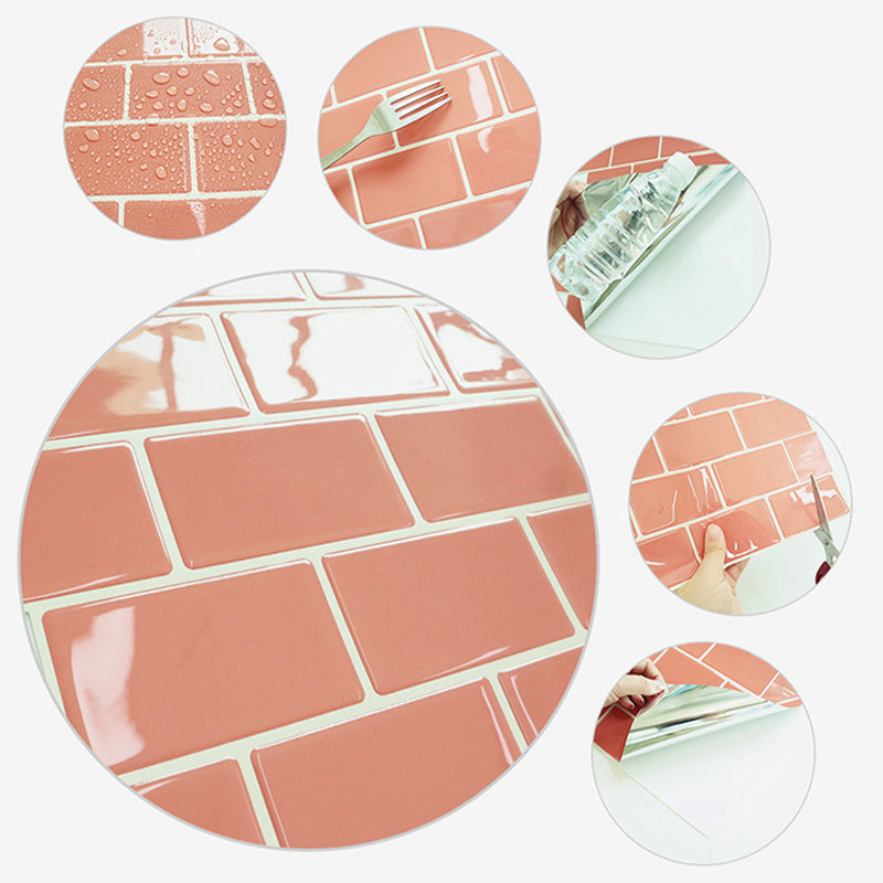 Plastic Peel and Stick Tiles Subway Tiles Wallpapers for Kitchen and Bathroom