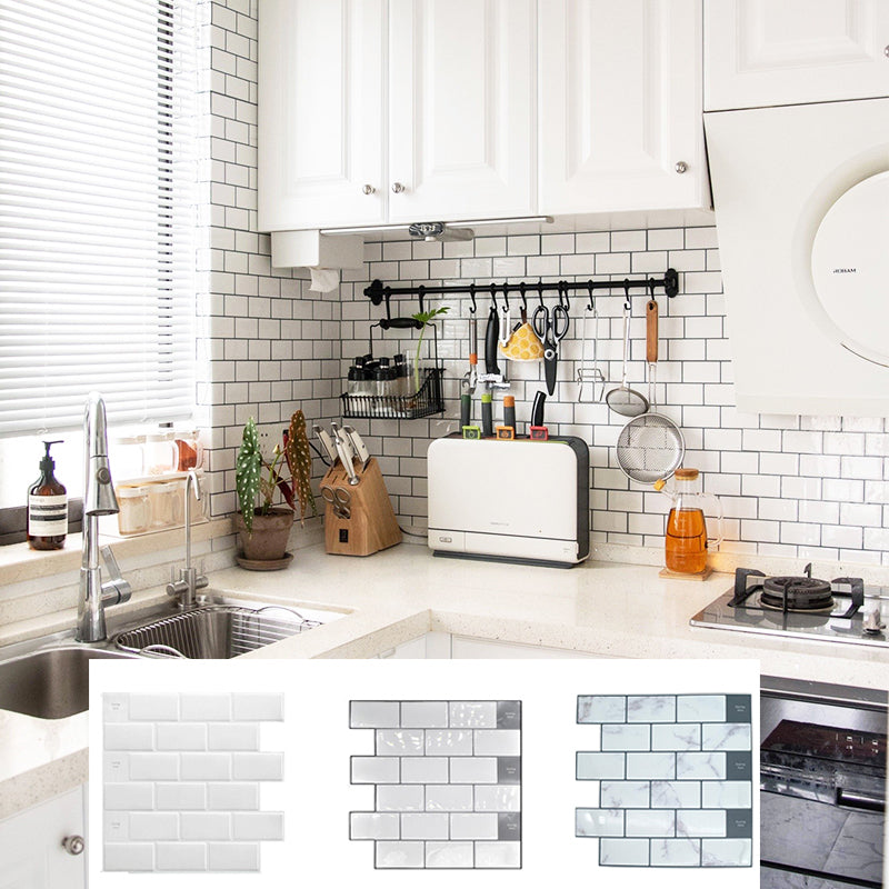 PVC Subway Tile Wallpaper Waterproof Peel and Stick Splashback Tile